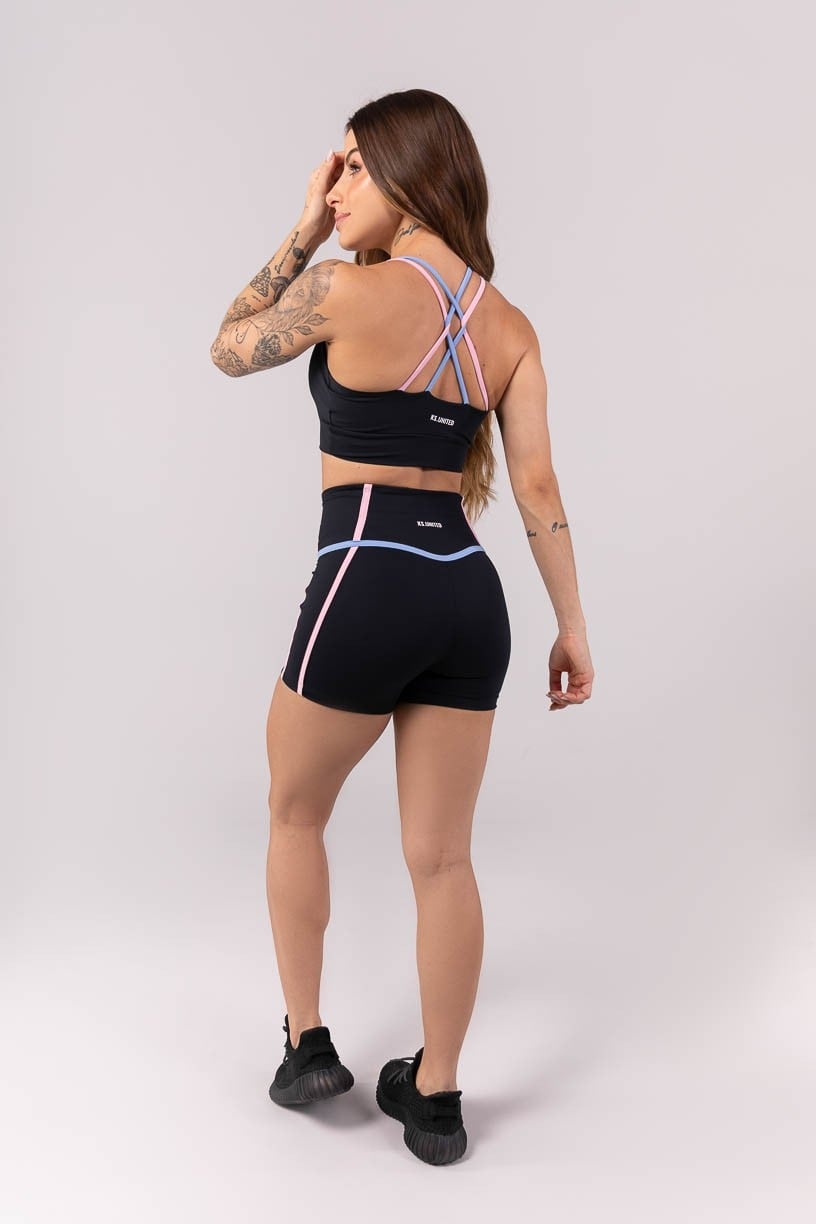 Top com Alças Duplas Torcidas (Preto / Rosa Claro / Azul Claro) | Ref: K3901-A