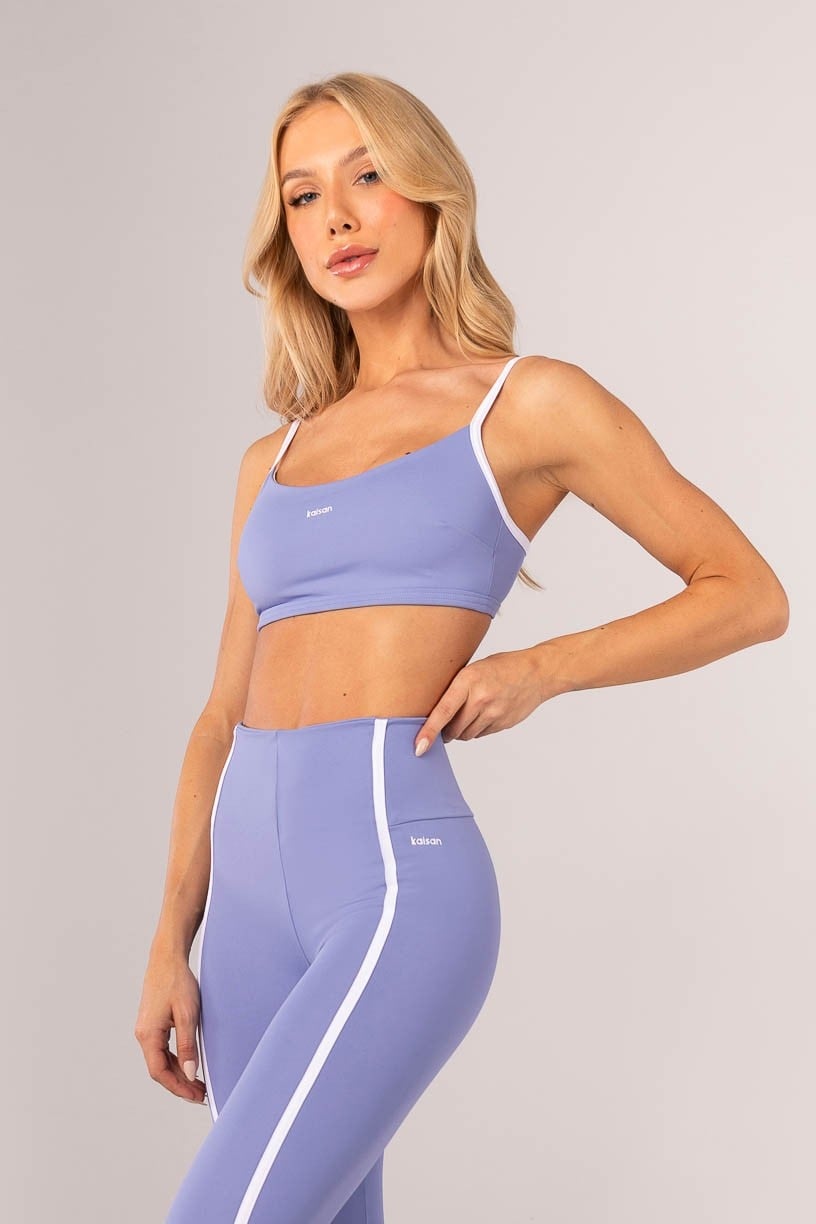 Top com Alças Reguláveis e Costas Aberta (Azul Periwinkle / Branco) | Ref: K4354-B
