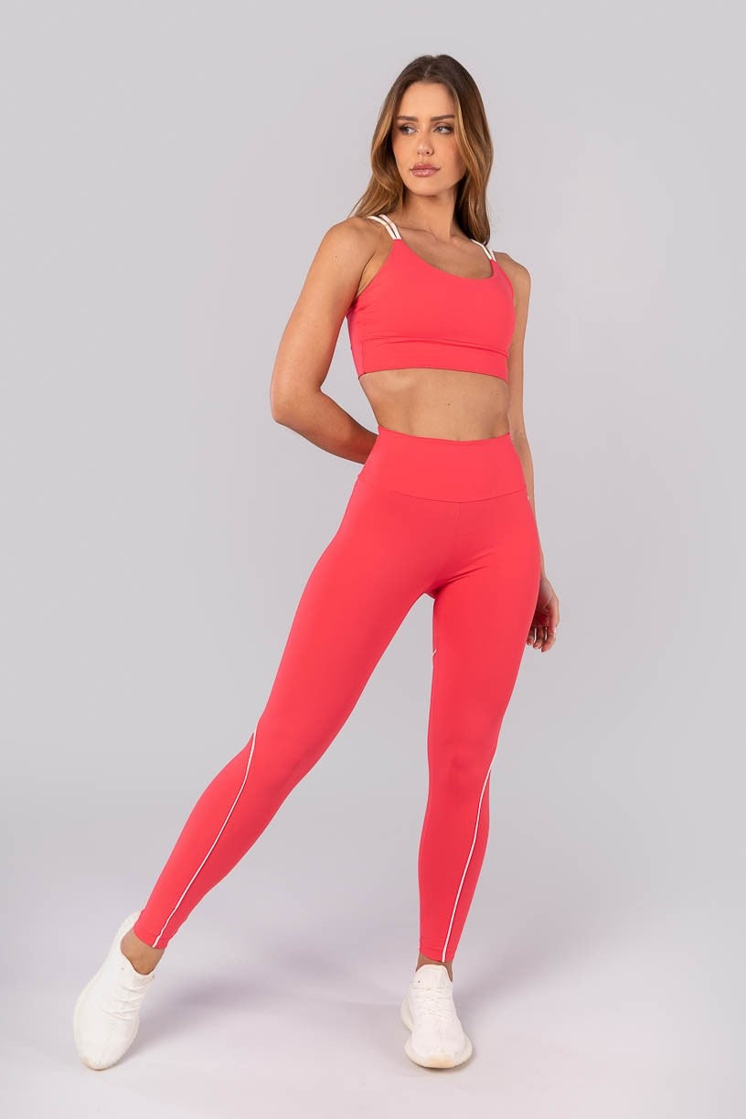 Top com Alças Duplas (Rosa Pink / Off-White) | Ref: K4278-C