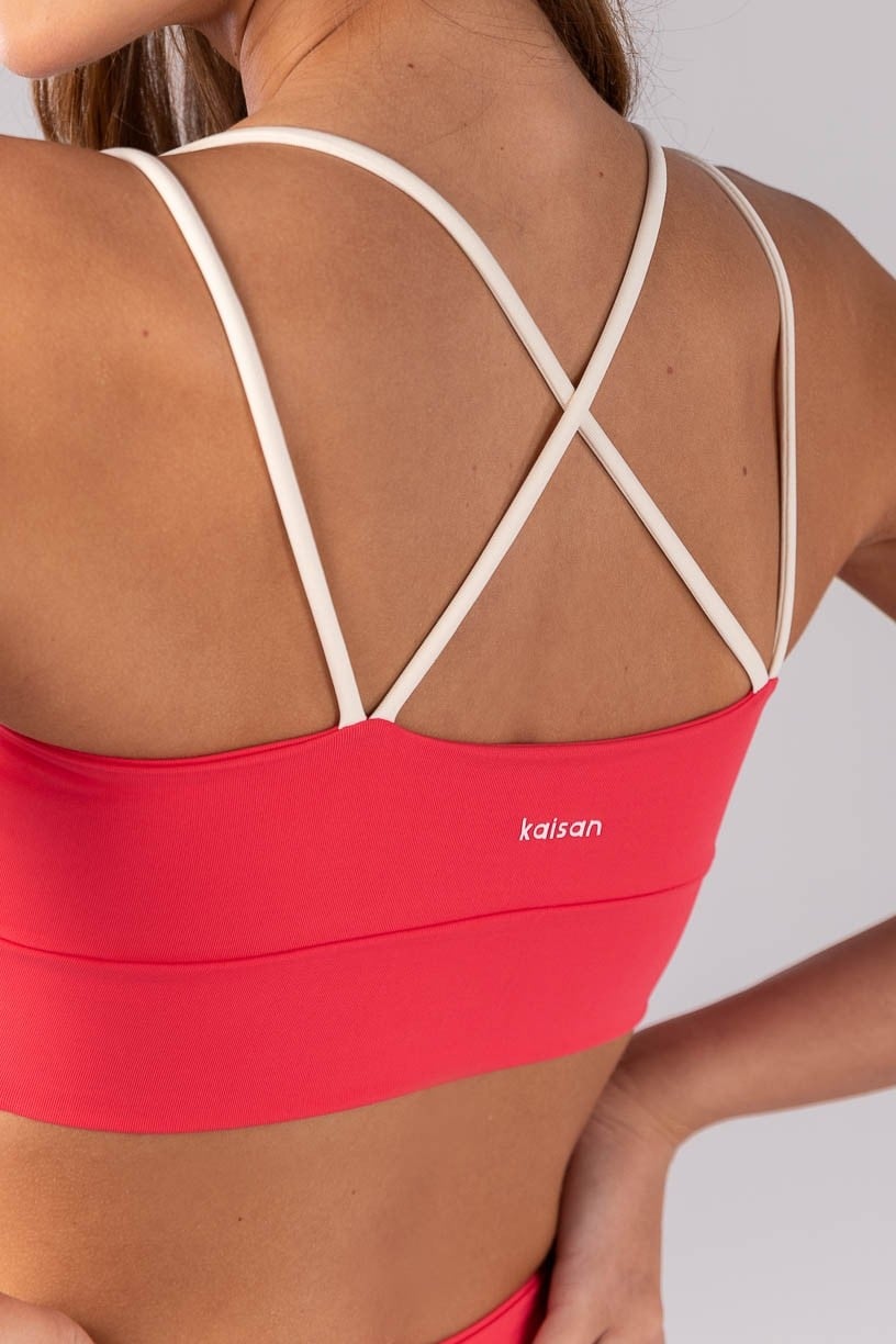 Top com Alças Duplas (Rosa Pink / Off-White) | Ref: K4278-C
