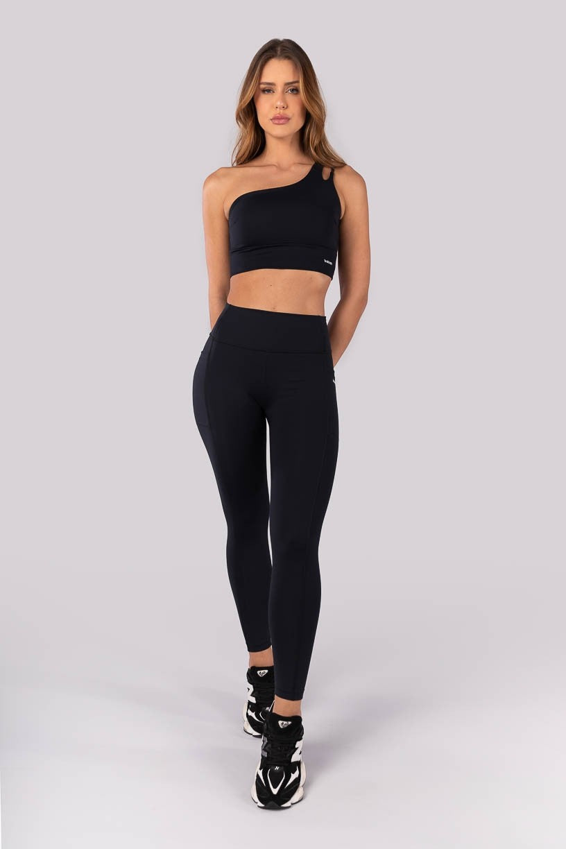 Top com um Ombro e Detalhe de Tira (Preto) | Ref: K4380-A