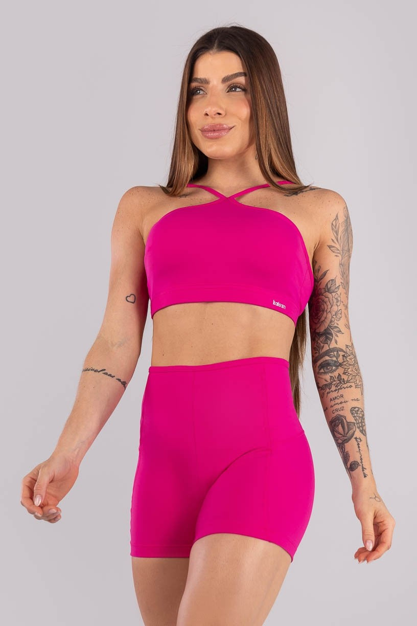 Top com Decote Diferenciado e Alças Reguláveis (Rosa Choque) | Ref: K4444-C