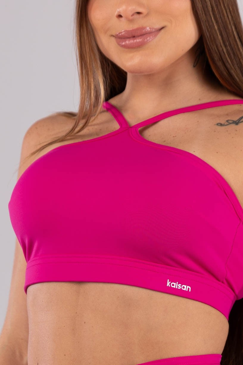 Top com Decote Diferenciado e Alças Reguláveis (Rosa Choque) | Ref: K4444-C
