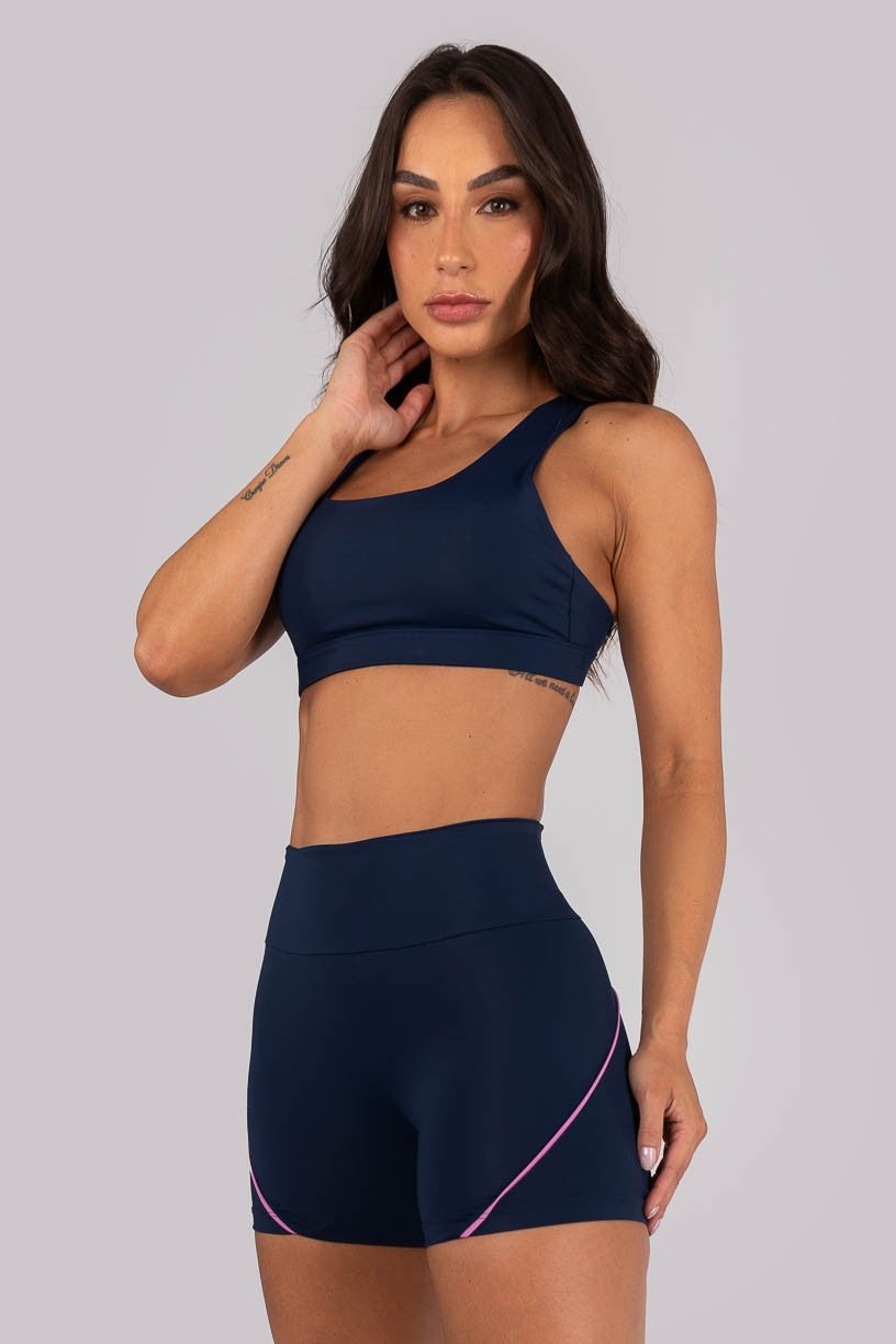Top com Alças Entrelaçadas Contrastantes (Azul Marinho / Violet) | Ref: K4560-A