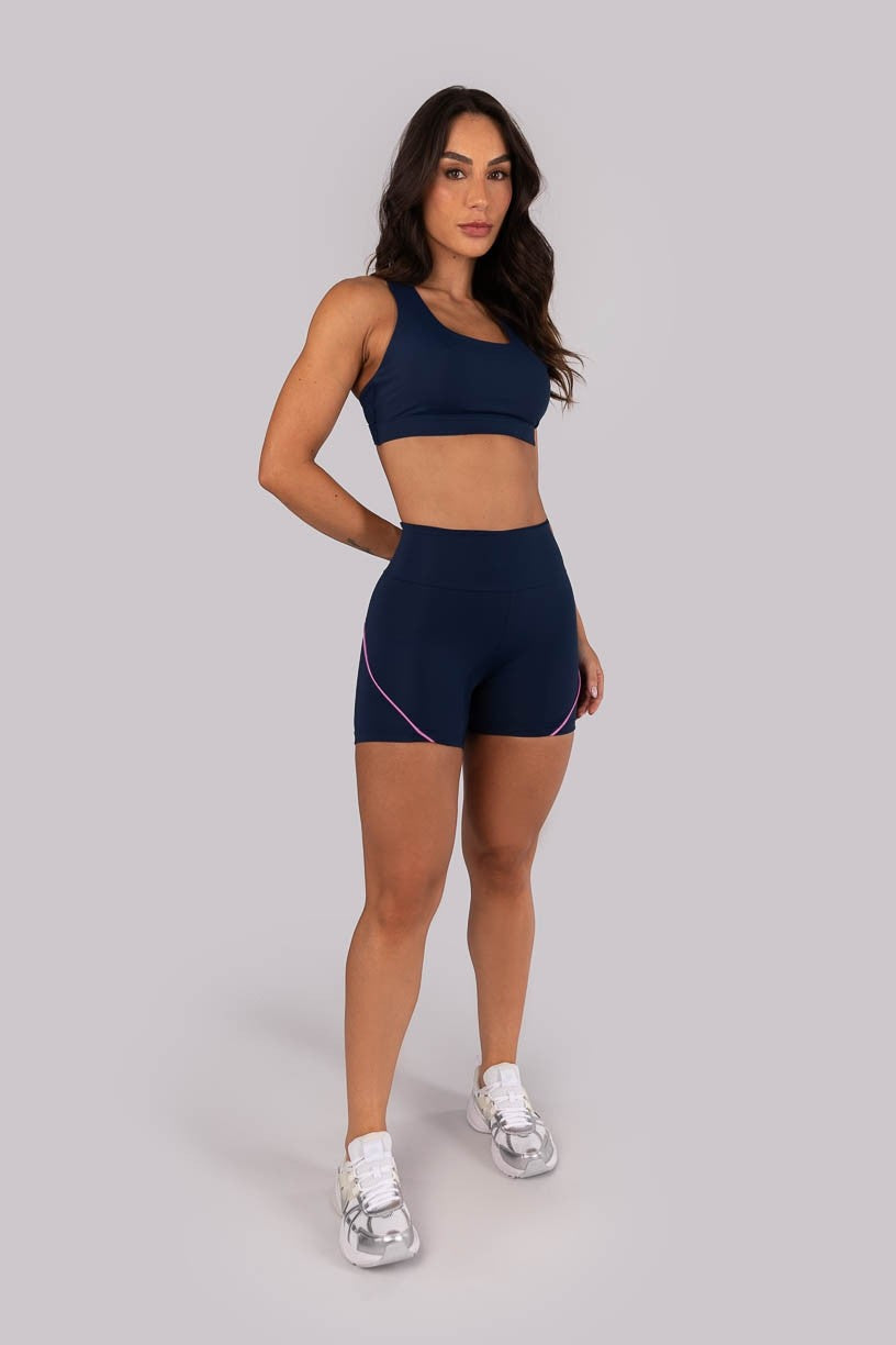 Top com Alças Entrelaçadas Contrastantes (Azul Marinho / Violet) | Ref: K4560-A