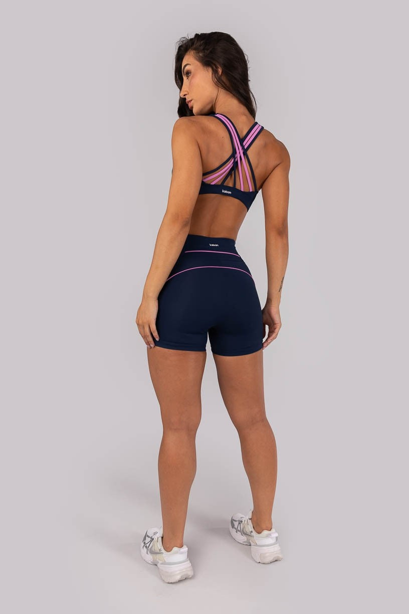 Top com Alças Entrelaçadas Contrastantes (Azul Marinho / Violet) | Ref: K4560-A
