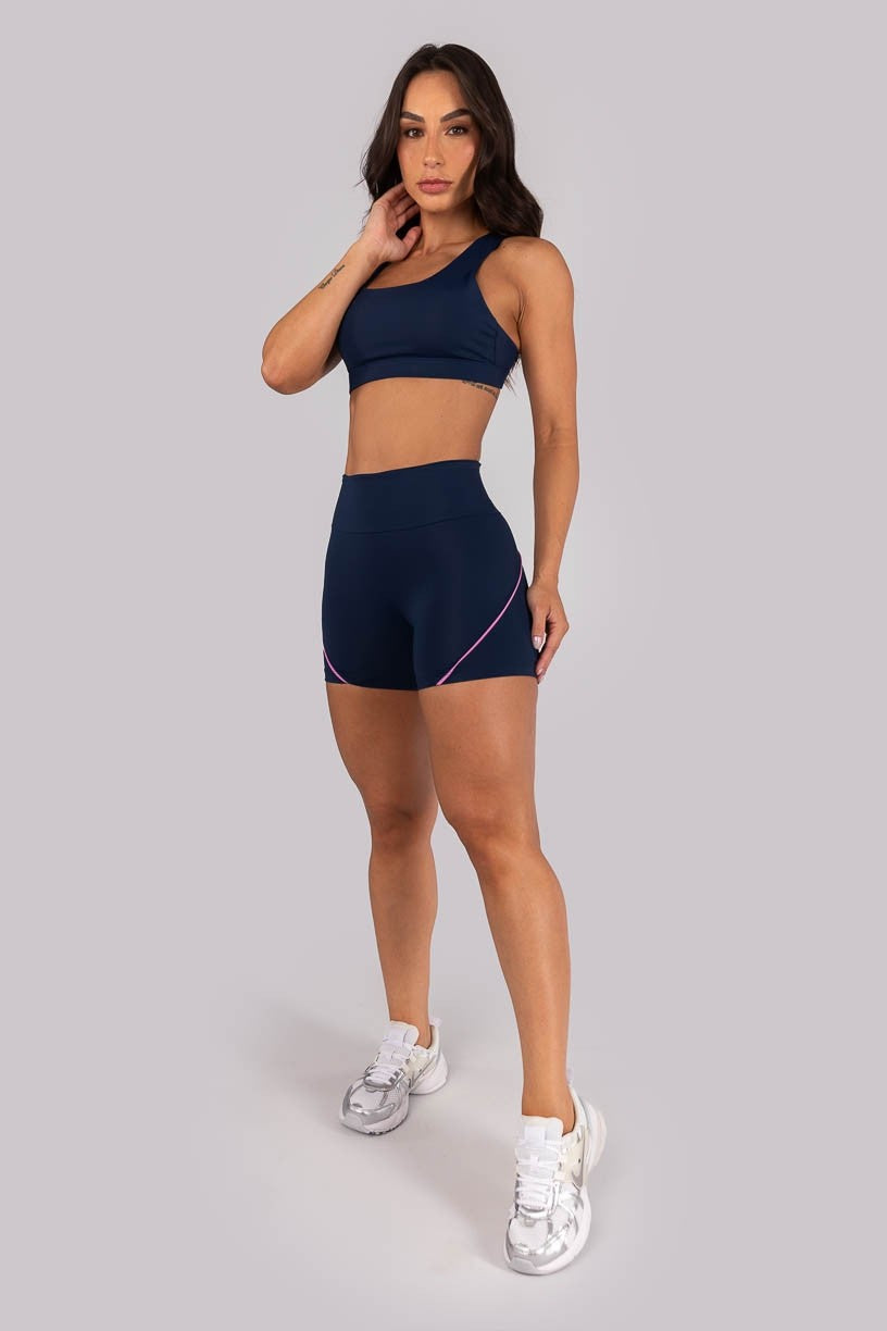 Top com Alças Entrelaçadas Contrastantes (Azul Marinho / Violet) | Ref: K4560-A