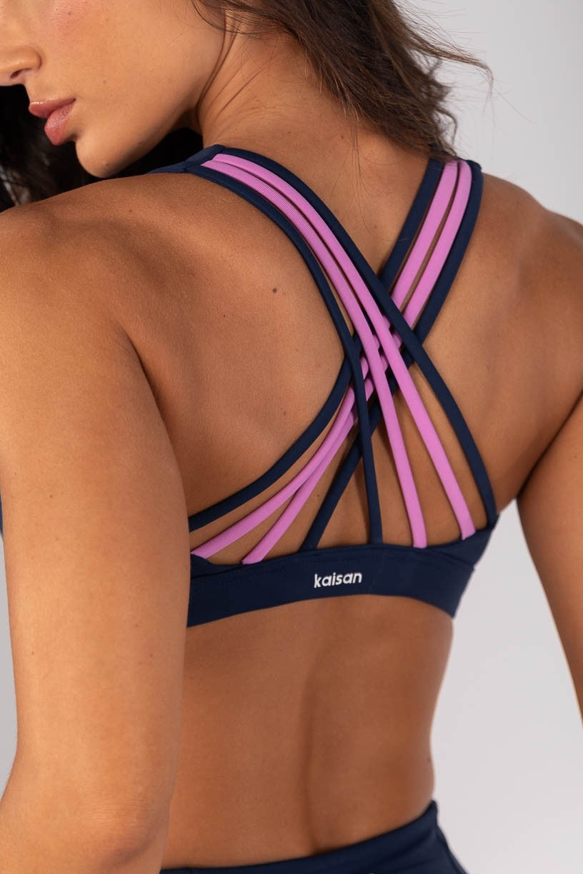 Top com Alças Entrelaçadas Contrastantes (Azul Marinho / Violet) | Ref: K4560-A