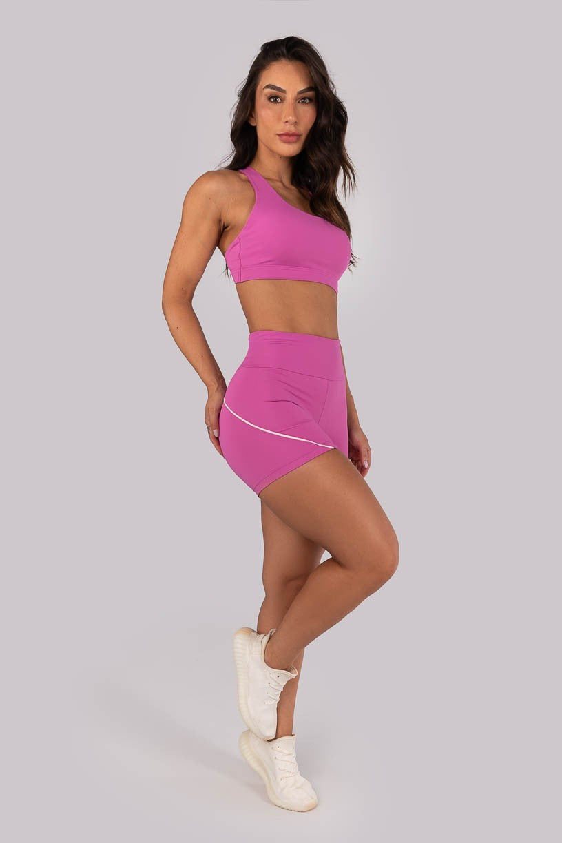 Top com Alças Entrelaçadas Contrastantes (Rosa Fúcsia / Off-White) | Ref: K4560-B