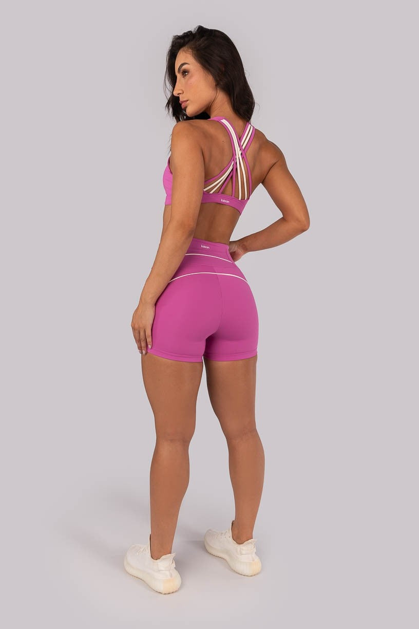 Top com Alças Entrelaçadas Contrastantes (Rosa Fúcsia / Off-White) | Ref: K4560-B