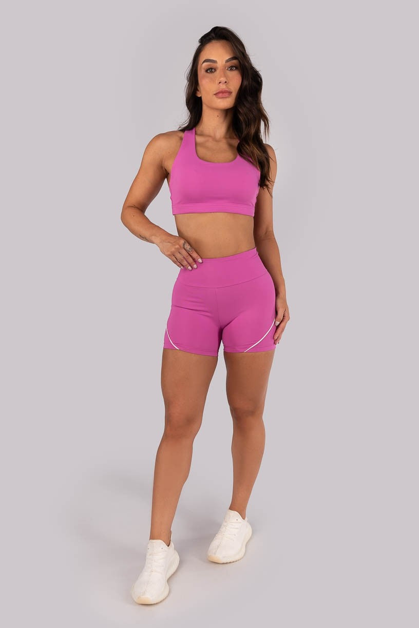 Top com Alças Entrelaçadas Contrastantes (Rosa Fúcsia / Off-White) | Ref: K4560-B