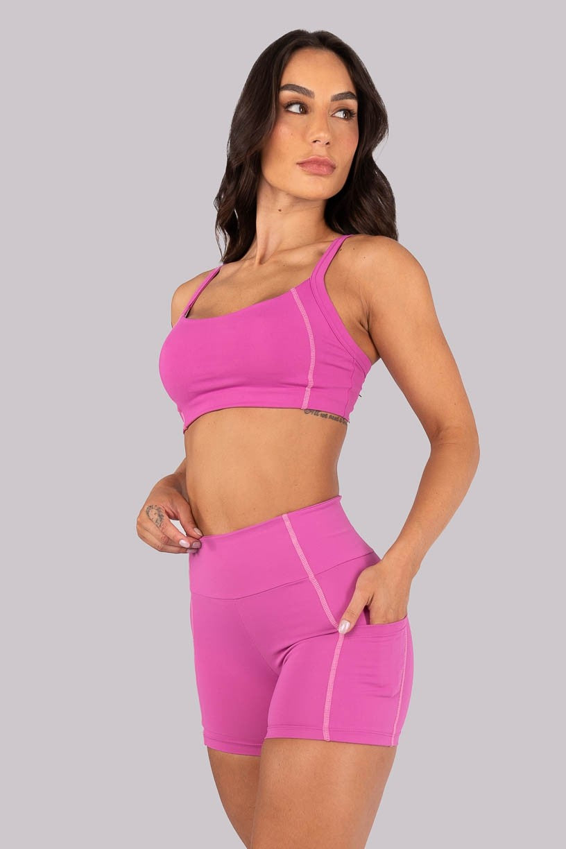 Top com Alças Largas e Cobertura Contrastante (Rosa Fúcsia) | Ref: K4563-A