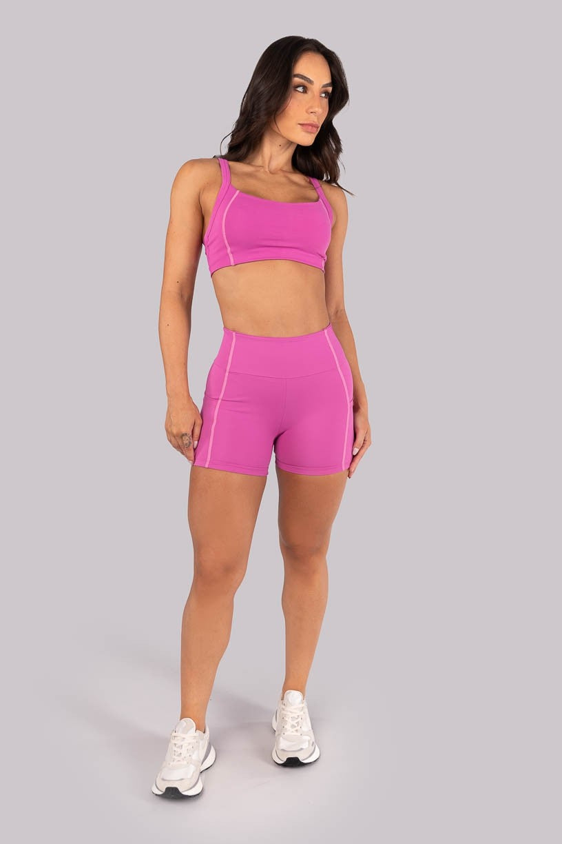 Top com Alças Largas e Cobertura Contrastante (Rosa Fúcsia) | Ref: K4563-A