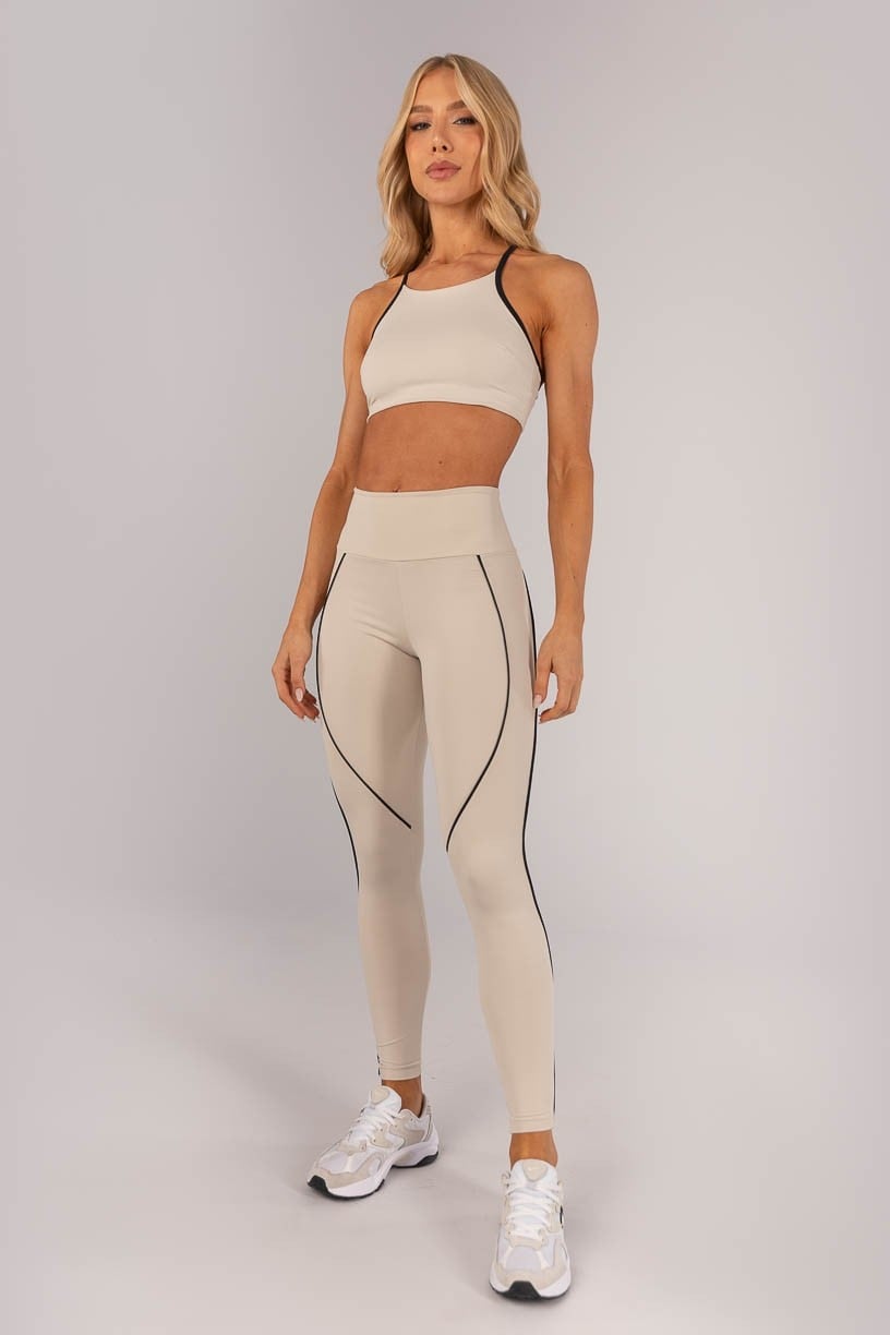 Calça Legging com Vivos (Bege / Preto) | Ref: K4598-B