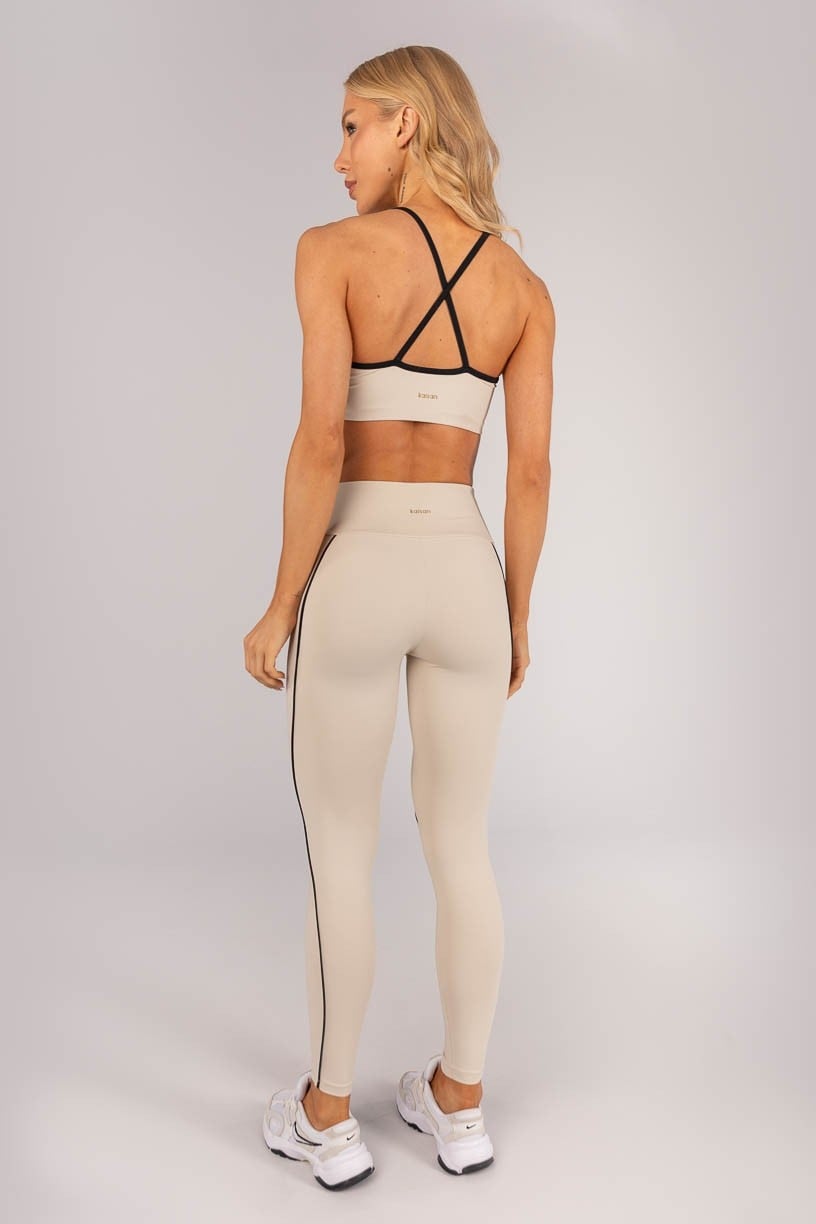 Calça Legging com Vivos (Bege / Preto) | Ref: K4598-B