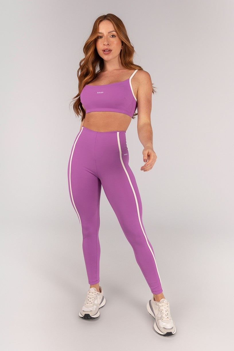 Calça Legging com Chapados (Orquídea / Vanilla) | Ref: K4355-D
