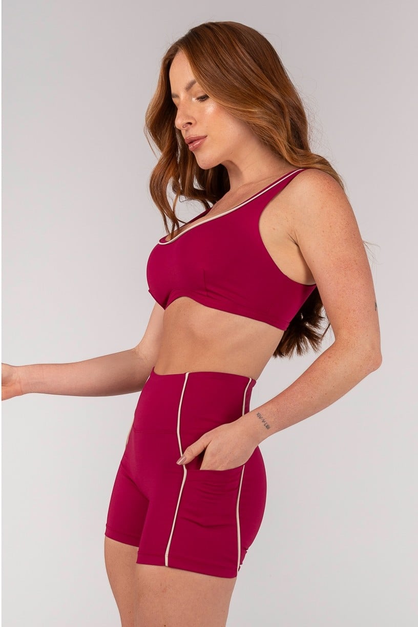 Top Alças Largas e Viés com Vivo Embutido (Açaí / Off-White) | Ref: K4646-A