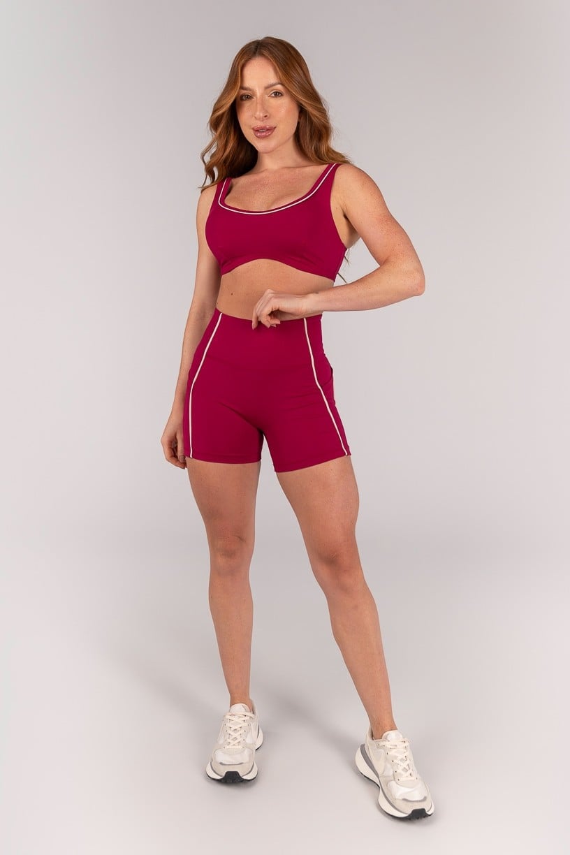 Top Alças Largas e Viés com Vivo Embutido (Açaí / Off-White) | Ref: K4646-A