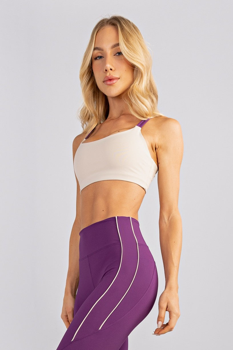 Top com Alças Duplas Coloridas (Off-White / Ametista) | Ref: K4747-A