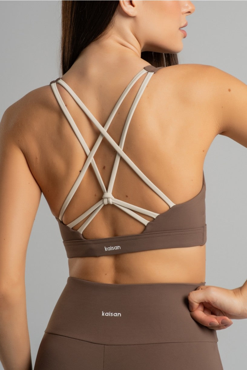 Top com Alças Entrelaçadas nas Costas (Capuccino / Off-White) | Ref: K4857-B