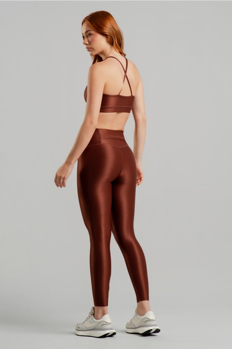 Calça Legging Canelado com Bolso no Cós (Marrom) | Ref: K4493-C