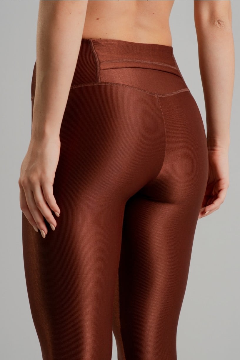 Calça Legging Canelado com Bolso no Cós (Marrom) | Ref: K4493-C
