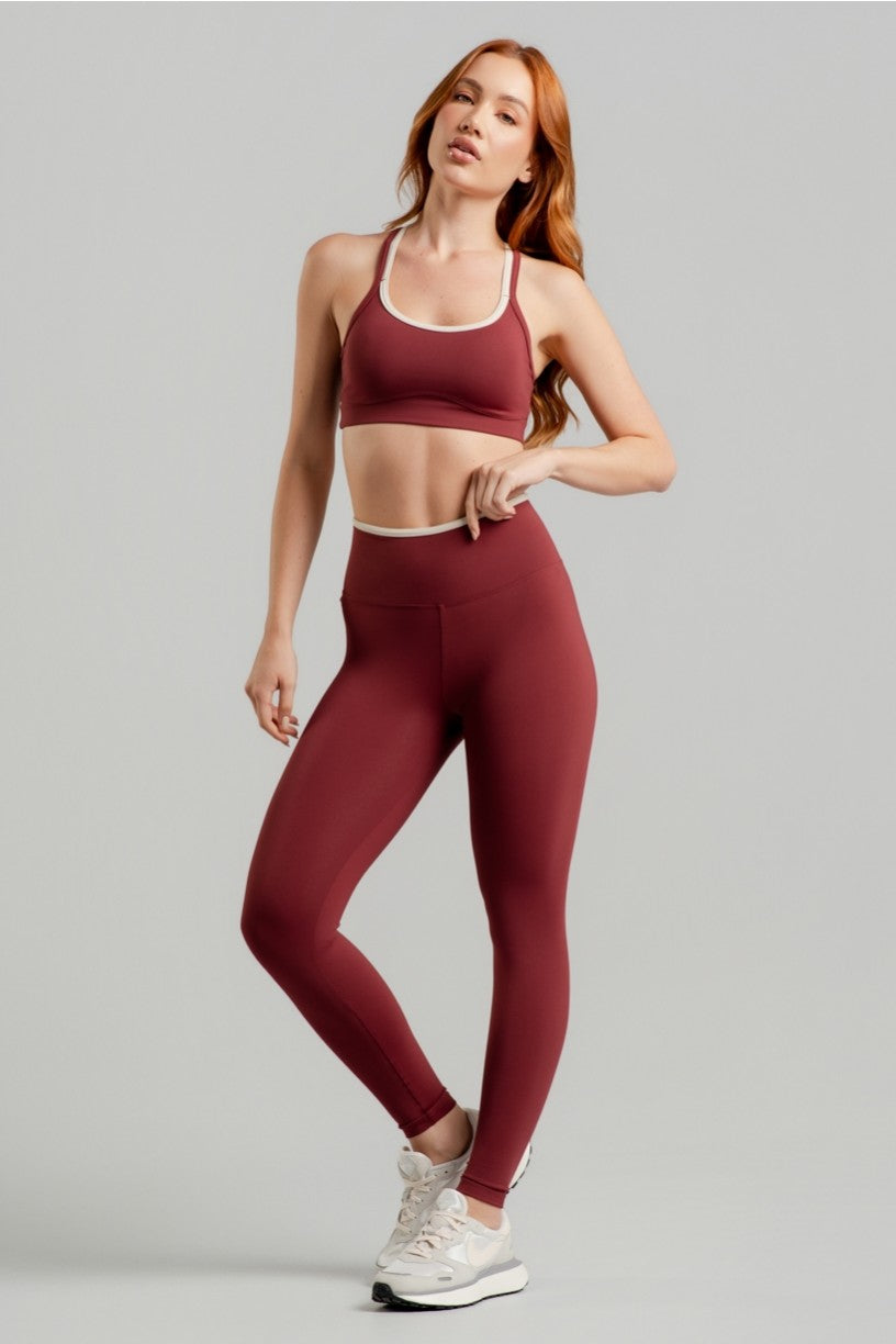 Top com Alças Duplas em Contraste (Rum / Off-White) | Ref: K4871-A
