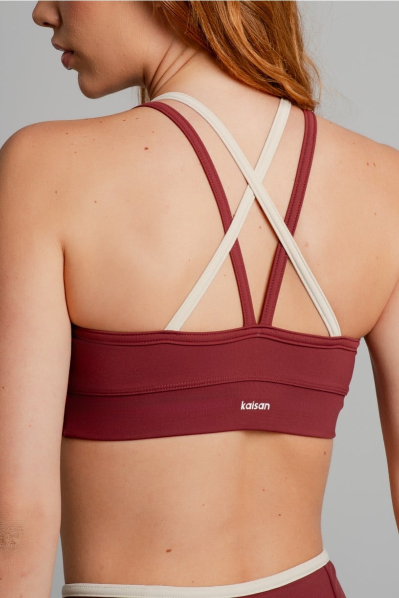 Top com Alças Duplas em Contraste (Rum / Off-White) | Ref: K4871-A