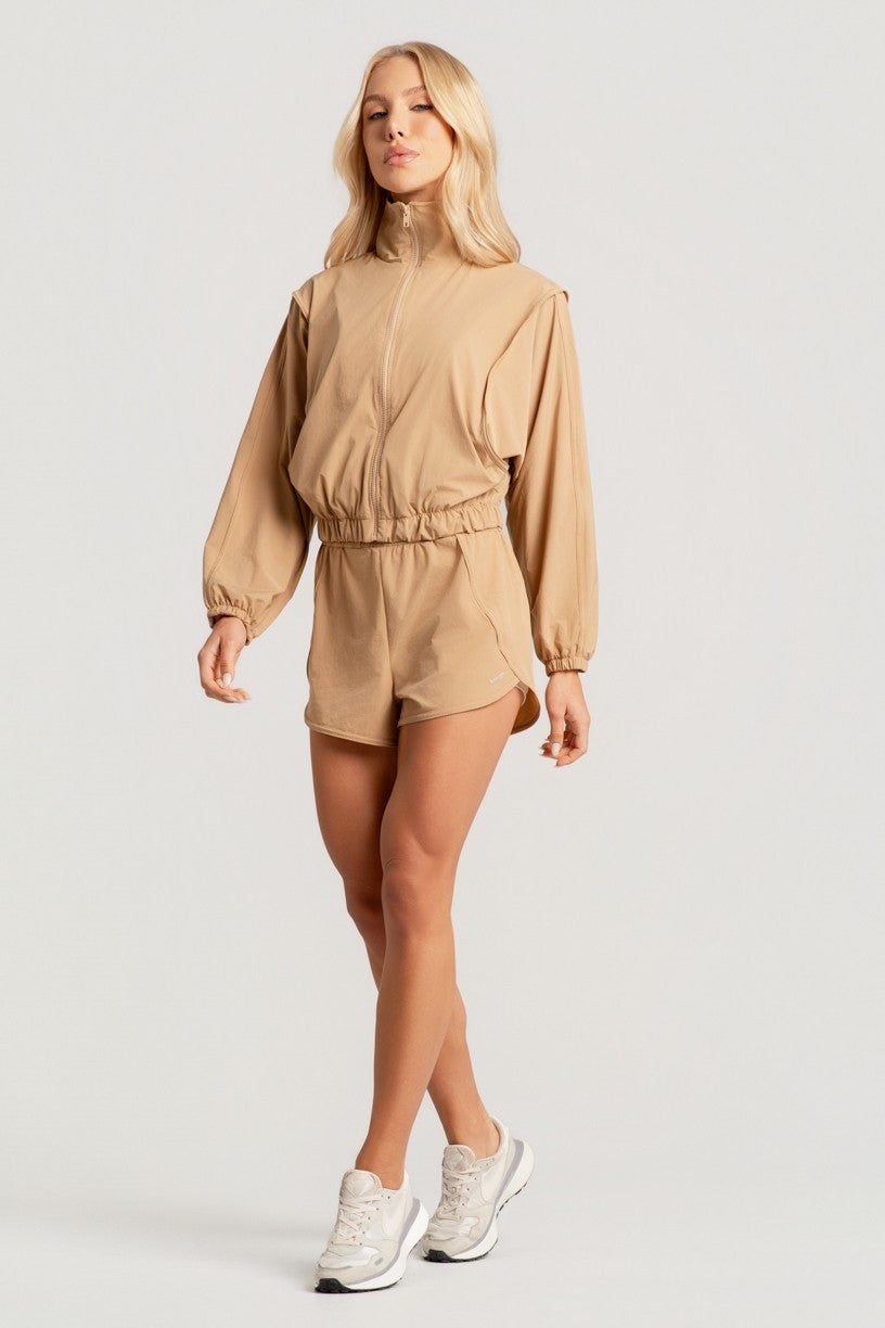 Jaqueta com Zíper e Bolsos (Khaki) | Ref: K4802-B