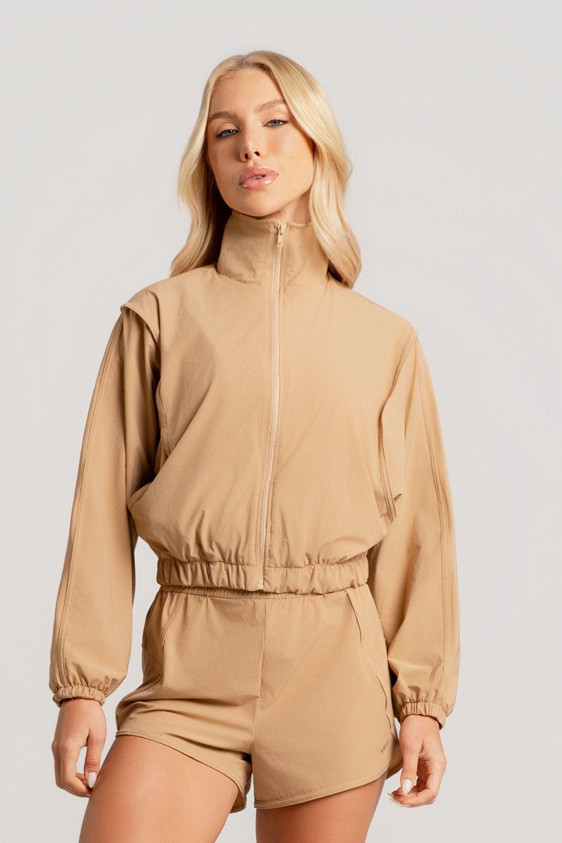 Jaqueta com Zíper e Bolsos (Khaki) | Ref: K4802-B