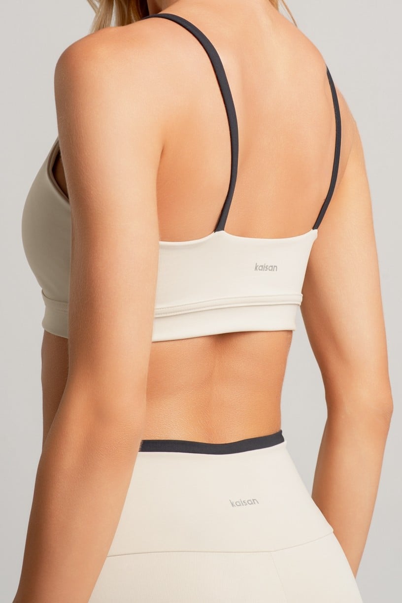Top com Alças Contrastantes (Off-White / Preto) | Ref: K4907-B