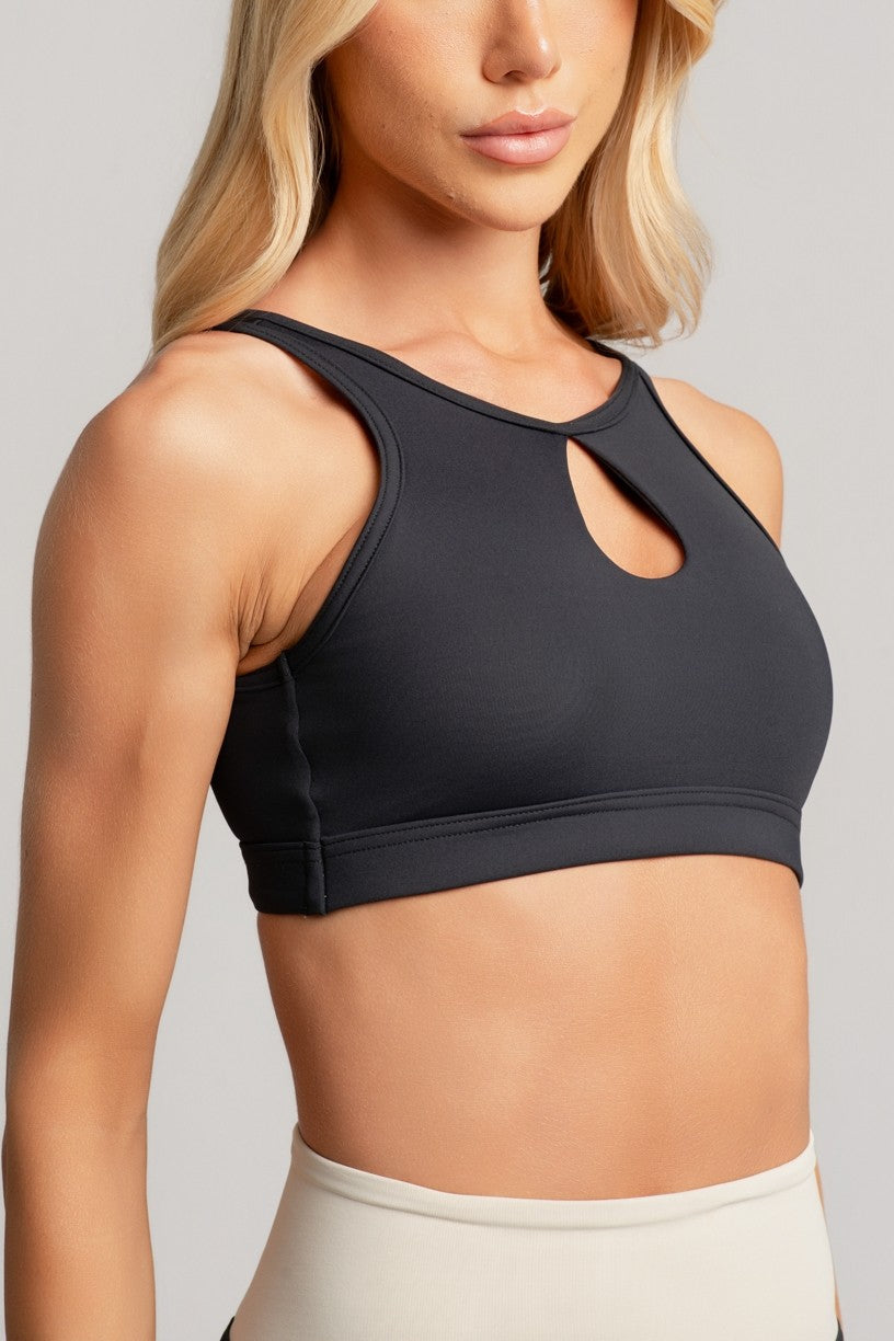 Top com Decote Alto e Gota (Preto) | Ref: K4916-A