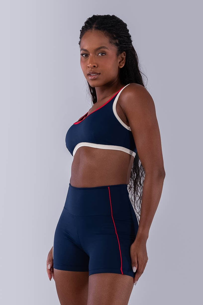 Top com Alças e Viés Colorido (Azul Marinho / Off-White / Vermelho) | Ref: K4475-C